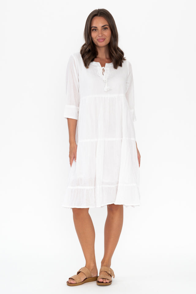 Milana White Crinkle Cotton Dress image 4