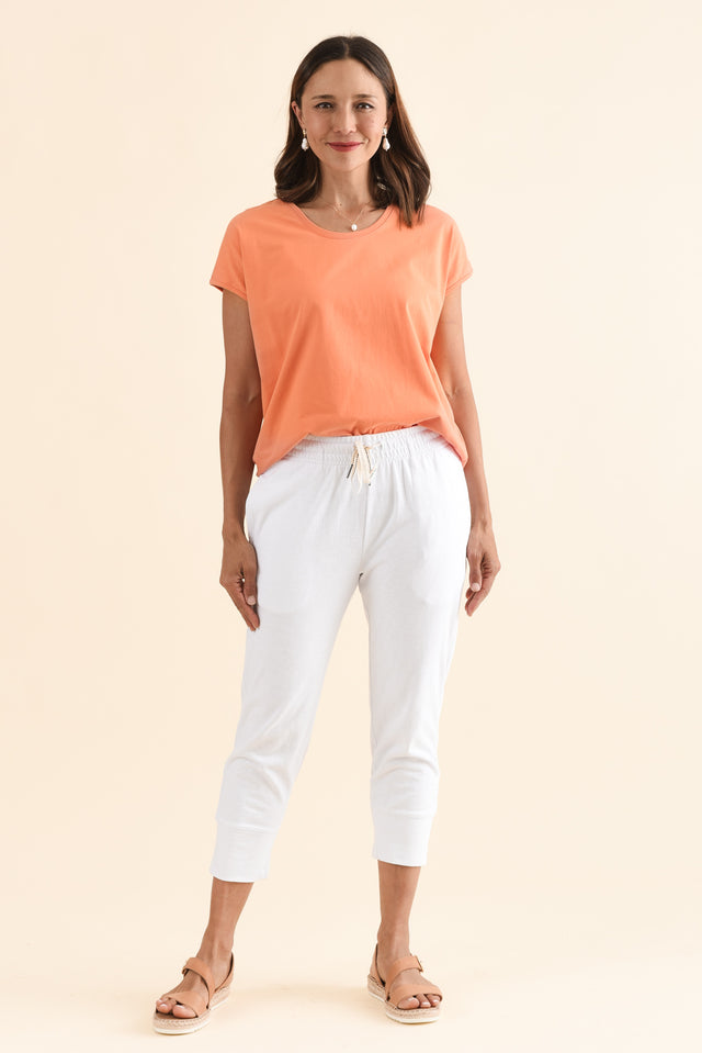 Fundamental Brunch White Cotton Sweatpants,Full Body,Brunette model,alt text|model:Cara image 2
