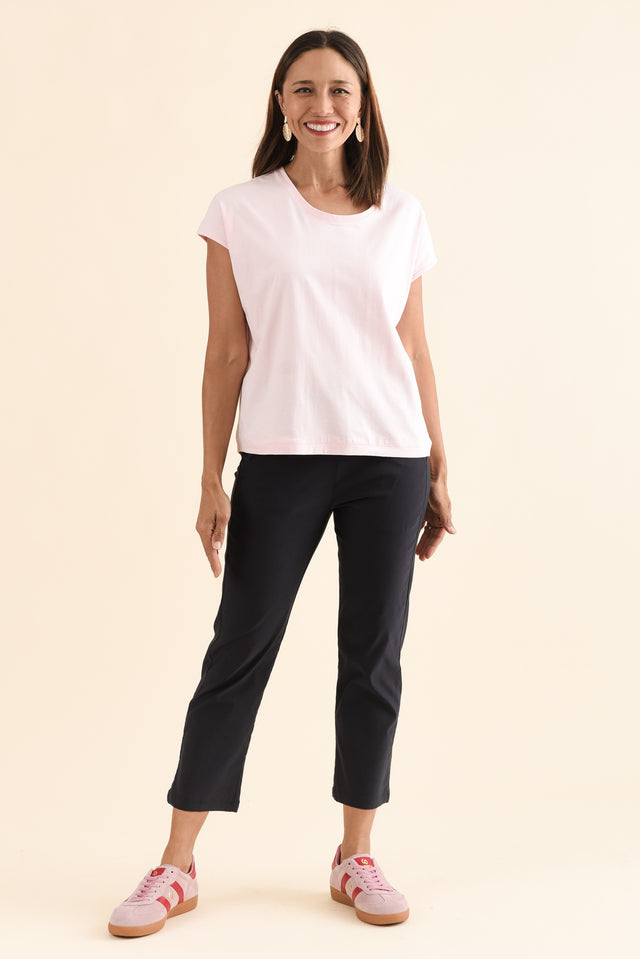 Mindy Pink Cotton Shell Tee,Full Body,Brunette model,alt text|model:Cara image 6