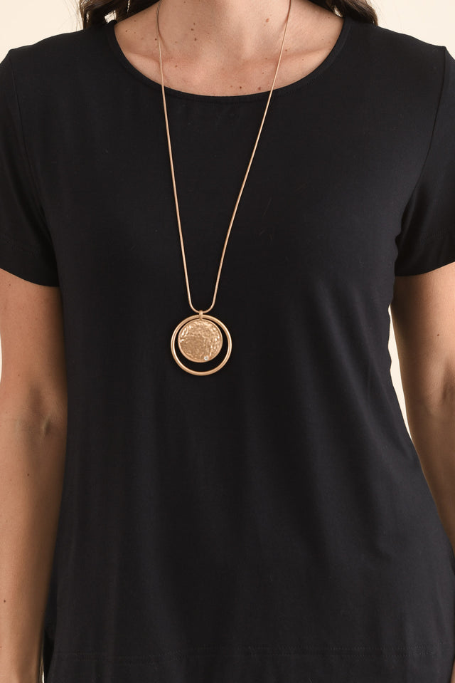 Minelli Black Bamboo Tee,Detail,Brunette model,alt text|model:MJ image 5