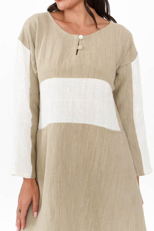 Minsa Natural Splice Cotton Blend Dress image 5