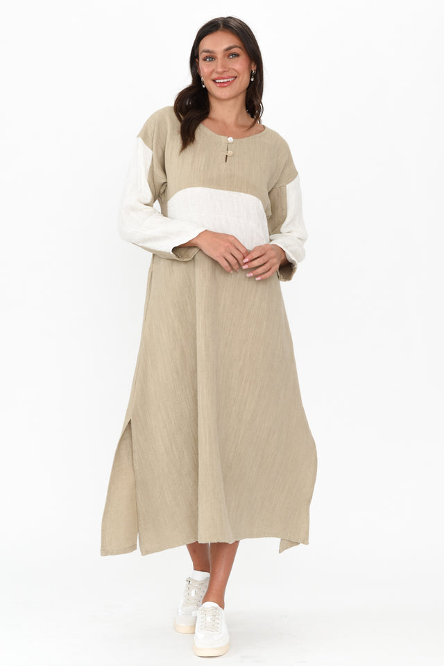 Minsa Natural Splice Cotton Blend Dress image 2