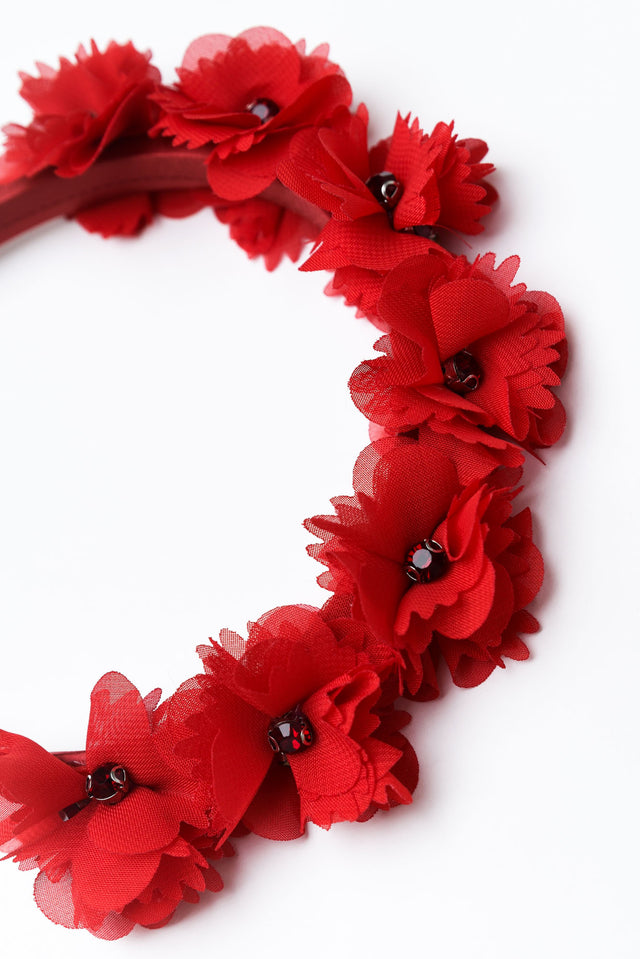 Mireille Red Flower Headband