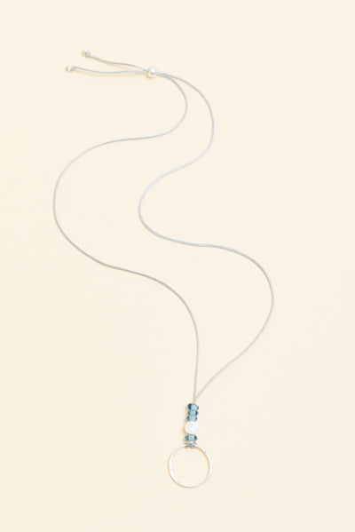 Missy Silver Beaded Ring Pendant Necklace