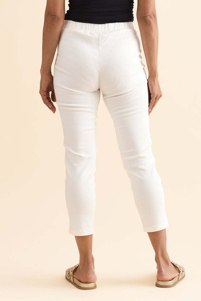 Missy White Cropped Stretch Pants,Back,Brunette model,alt text|model:Cara image 4
