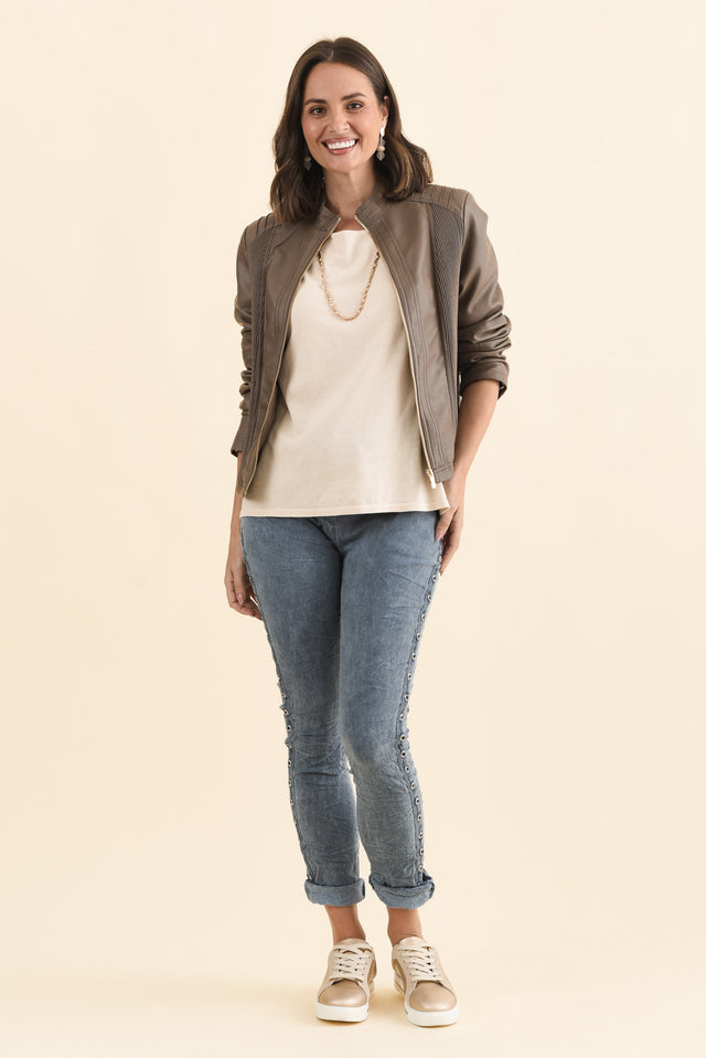 Mitchell Brown Faux Leather Biker Jacket