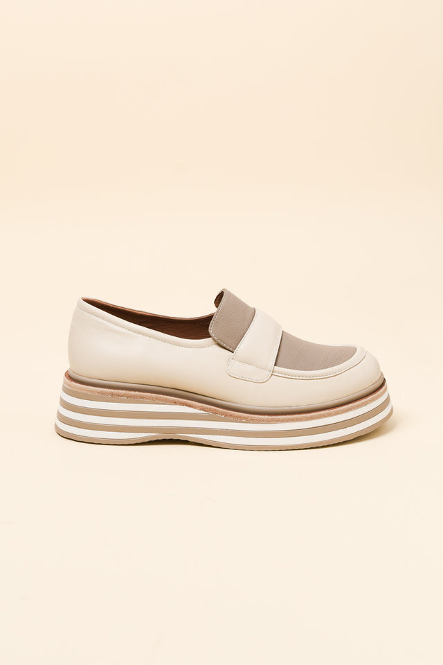 Moby Cream Leather Platform Loafer