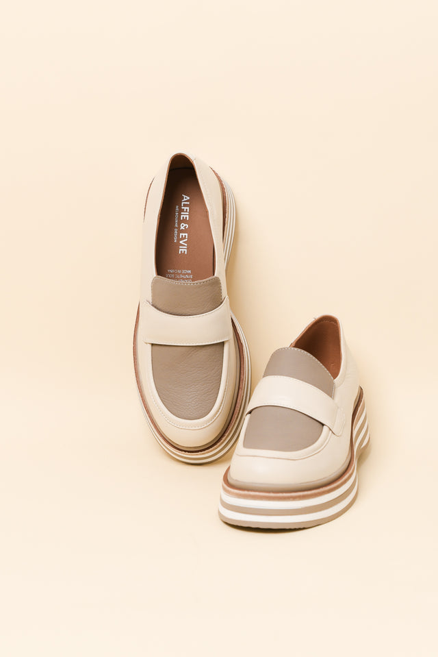 Moby Cream Leather Platform Loafer