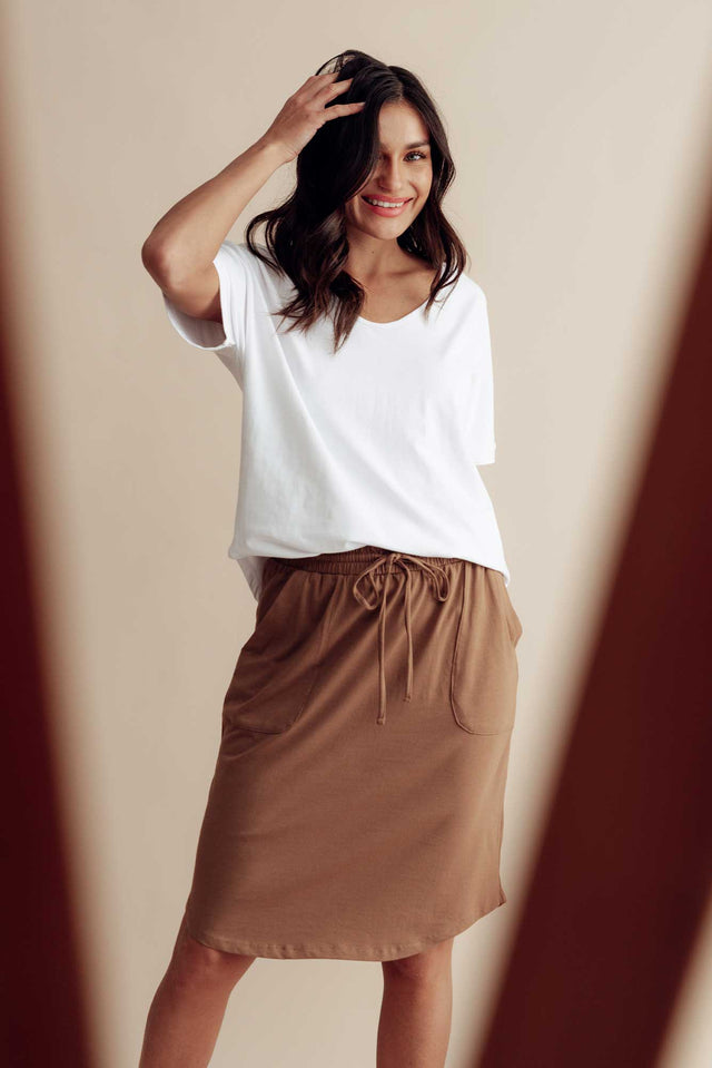 Mocha Cotton Drawstring Skirt image 1