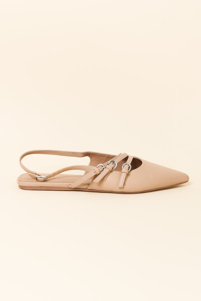Moena Tan Leather Slingback Mule