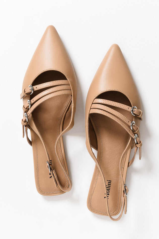 Moena Tan Leather Slingback Mule