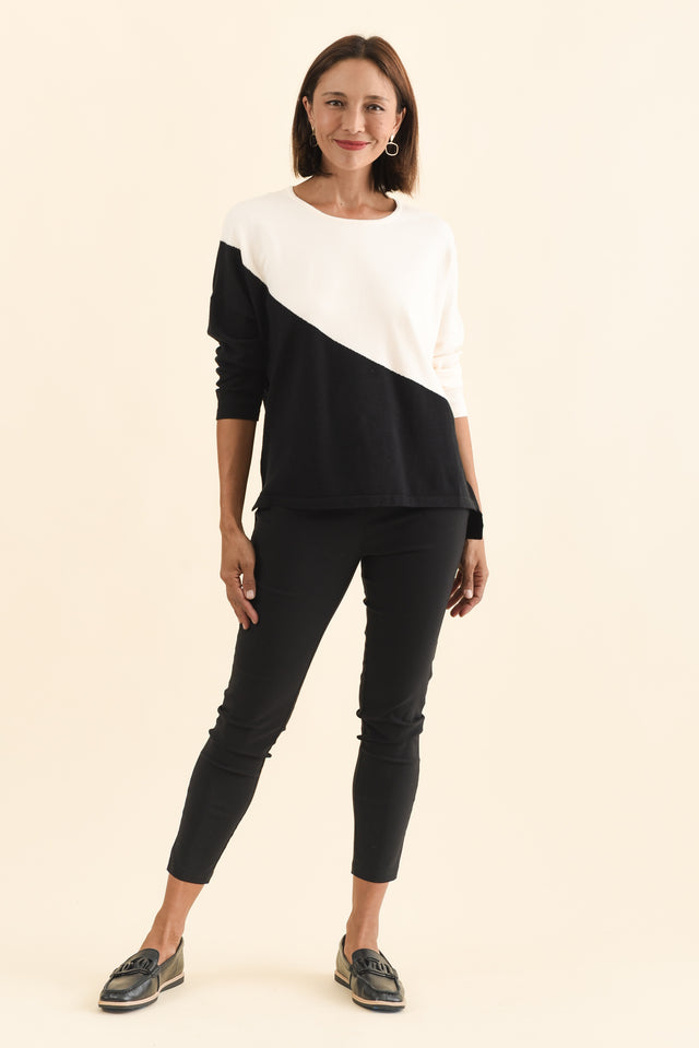 Mona Black Splice Knit Jumper,Brunette model,alt text|model:Cara image 7