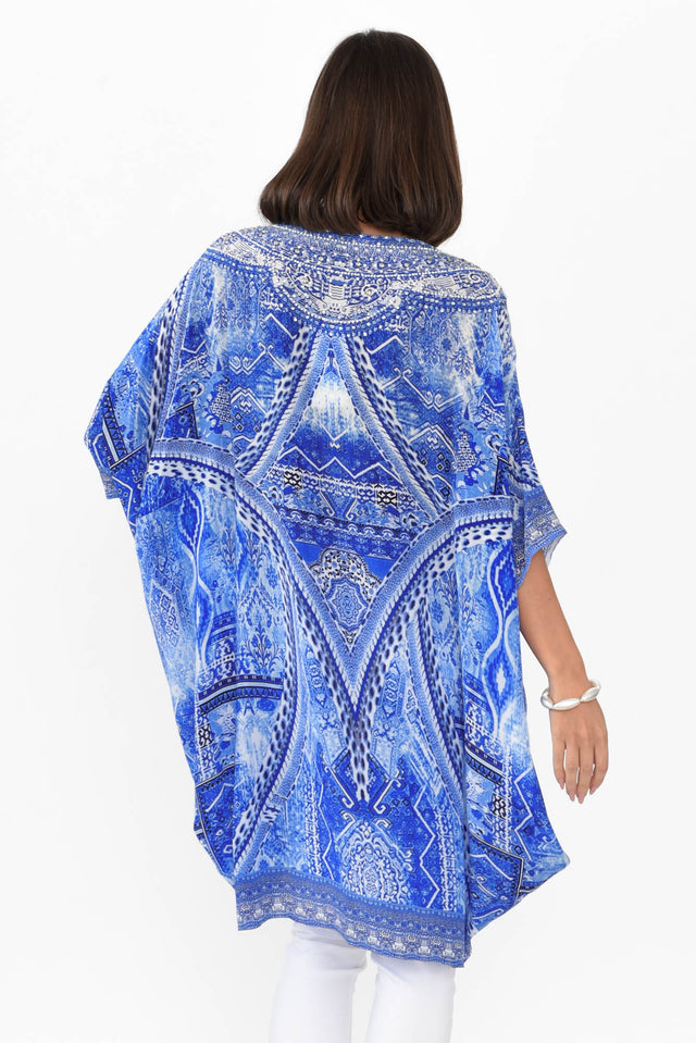 Monet Blue Silk Drape Top