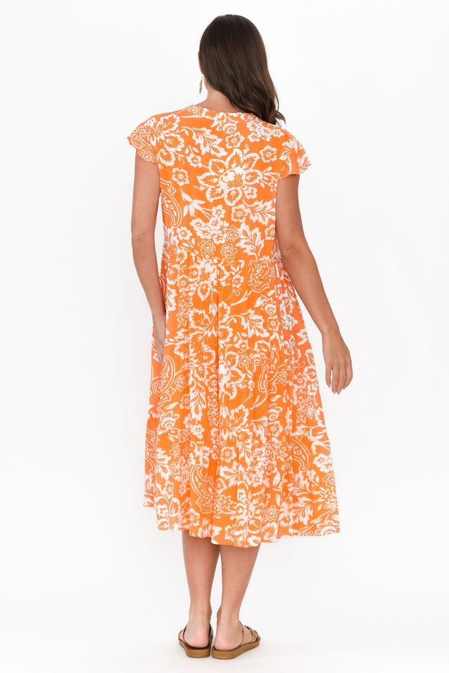 Monika Orange Flower Tier Dress