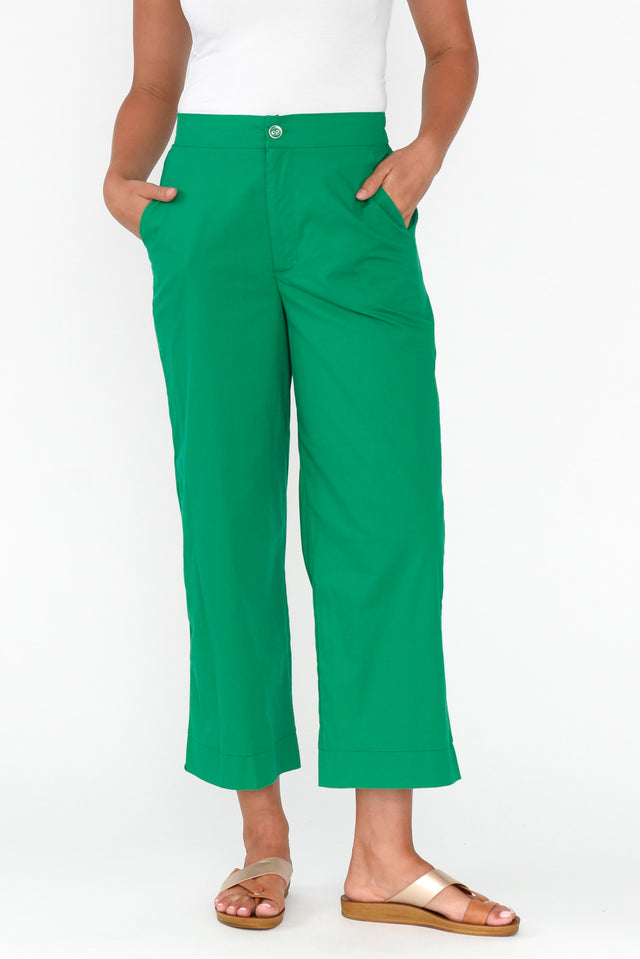 Montague Green Cotton Crop Pants