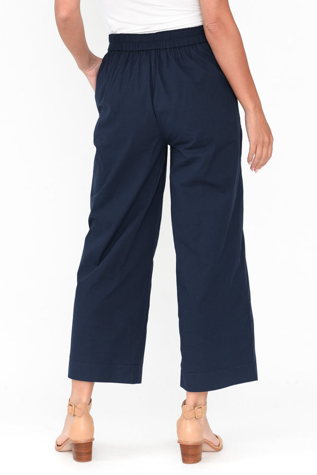 Montague Navy Cotton Crop Pants