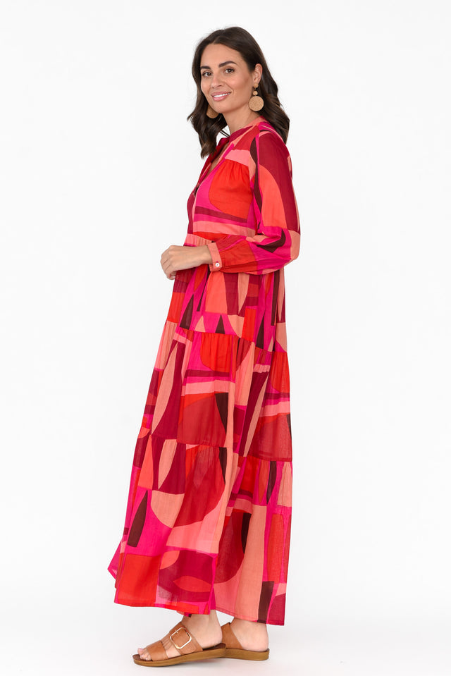 Morag Red Geo Cotton Dress