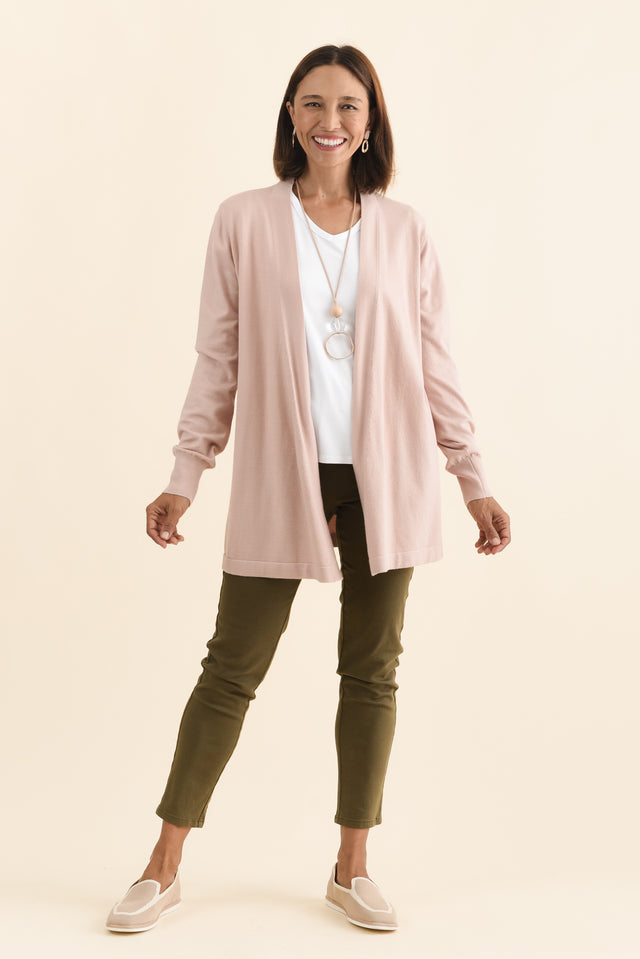 Morocco Blush Knit Cardigan,Brunette model,alt text|model:Cara image 8