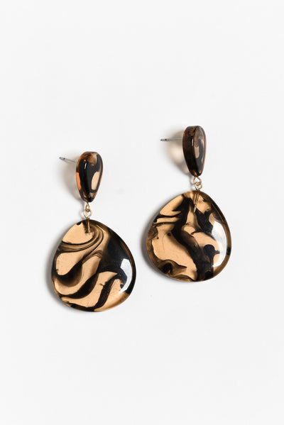 Morocco Chocolate Swirl Teardrop Earrings