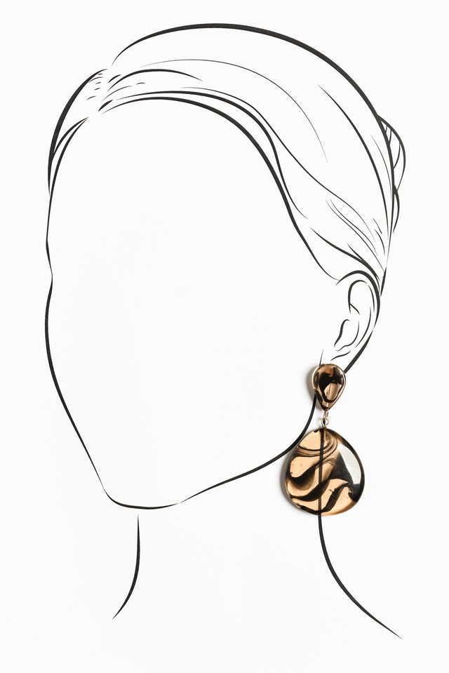 Morocco Chocolate Swirl Teardrop Earrings image 2