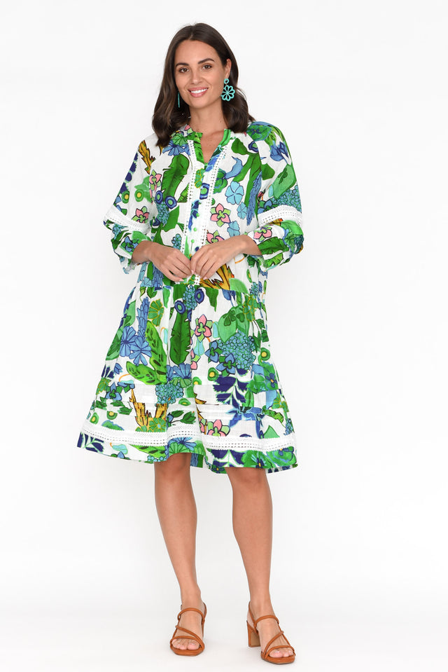 Morocco Green Floral Cotton Dress