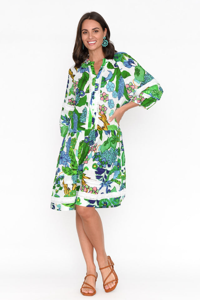 Morocco Green Floral Cotton Dress