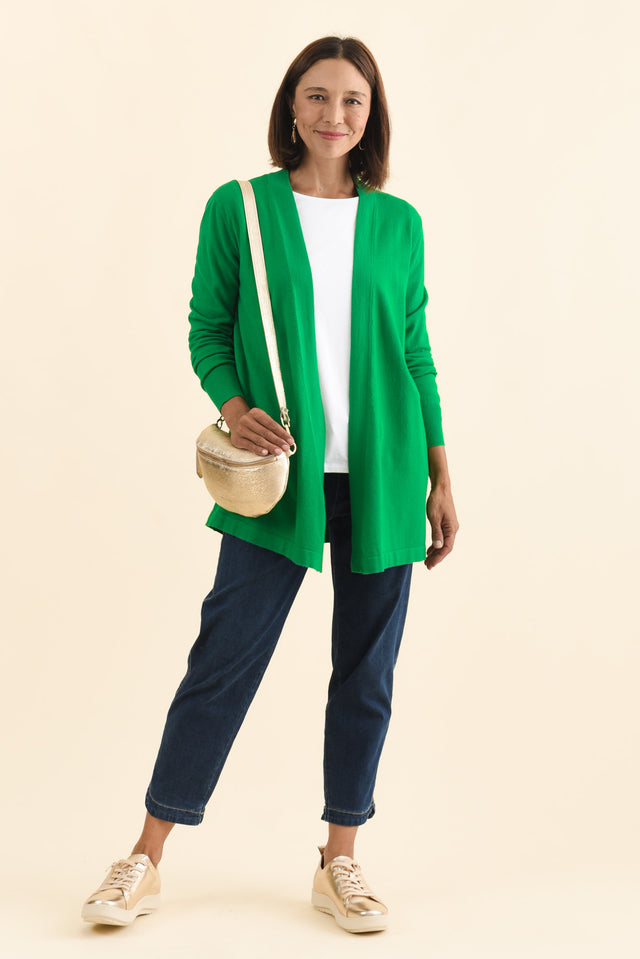 Morocco Green Knit Cardigan,Brunette model,alt text|model:Cara image 4