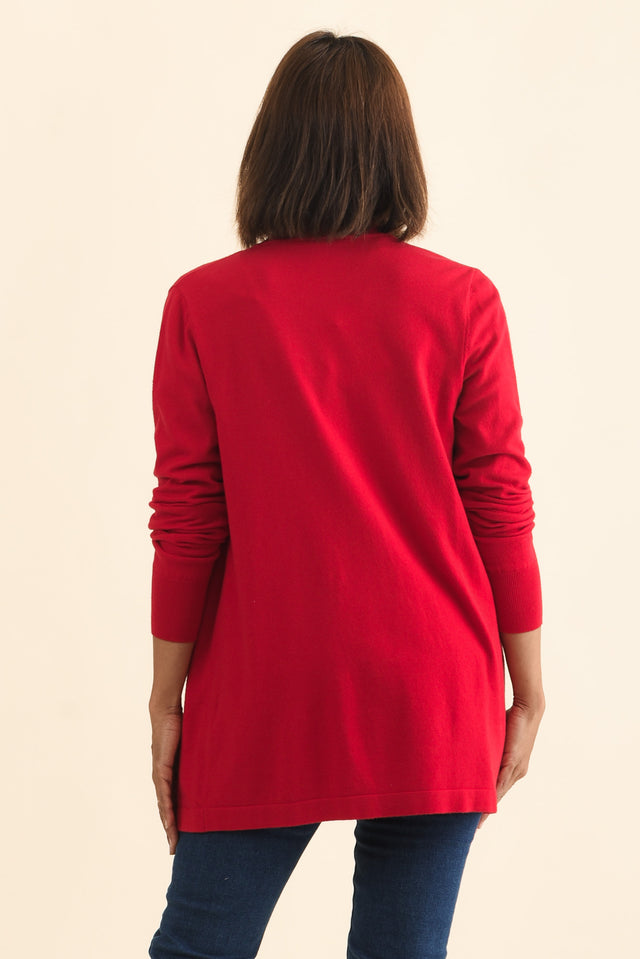 Morocco Red Knit Cardigan,Brunette model,alt text|model:Cara image 6