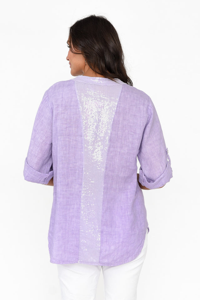 Morrigan Lilac Linen Sequin Shirt