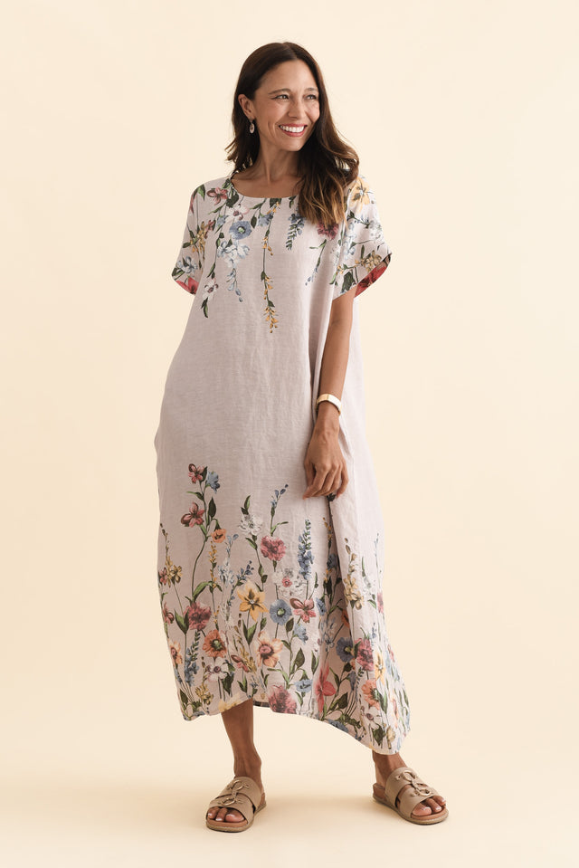 Morrison Blush Floral Linen Pocket Dress,Brunette model,alt text|model:Cara image 7