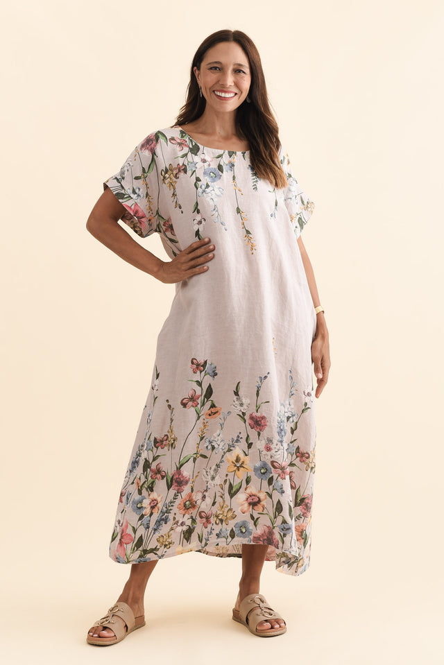 Morrison Blush Floral Linen Pocket Dress,Brunette model,alt text|model:Cara image 3