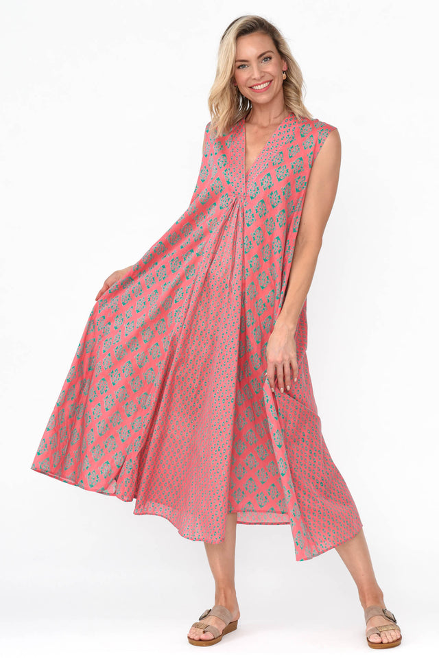 Mossman Pink Geo Cotton Dress