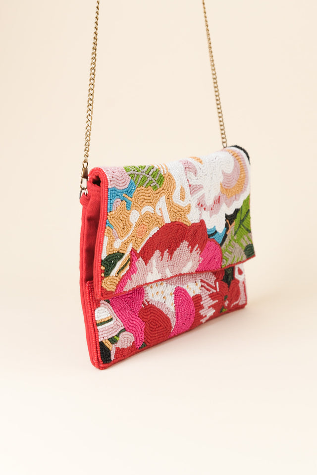 Mullins Pink Floral Beaded Clutch image 2