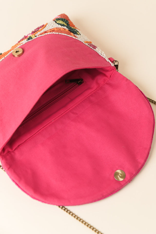 Mullins Pink Tropical Beaded Clutch image 3