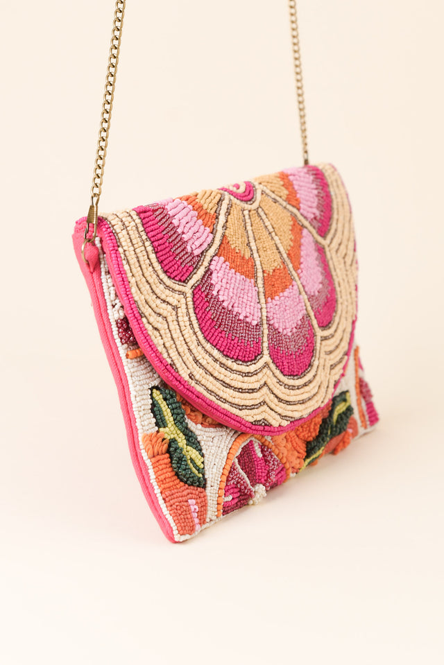 Mullins Pink Tropical Beaded Clutch image 2