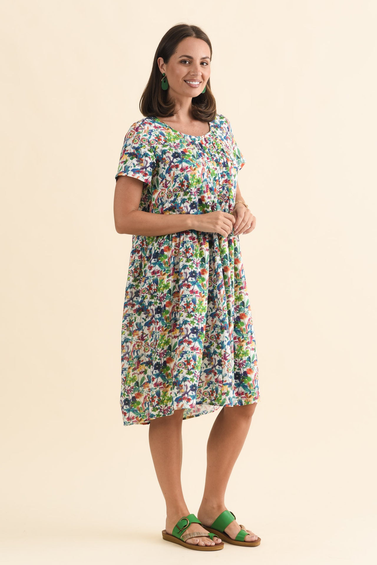 Murano Green Floral Cotton Dress