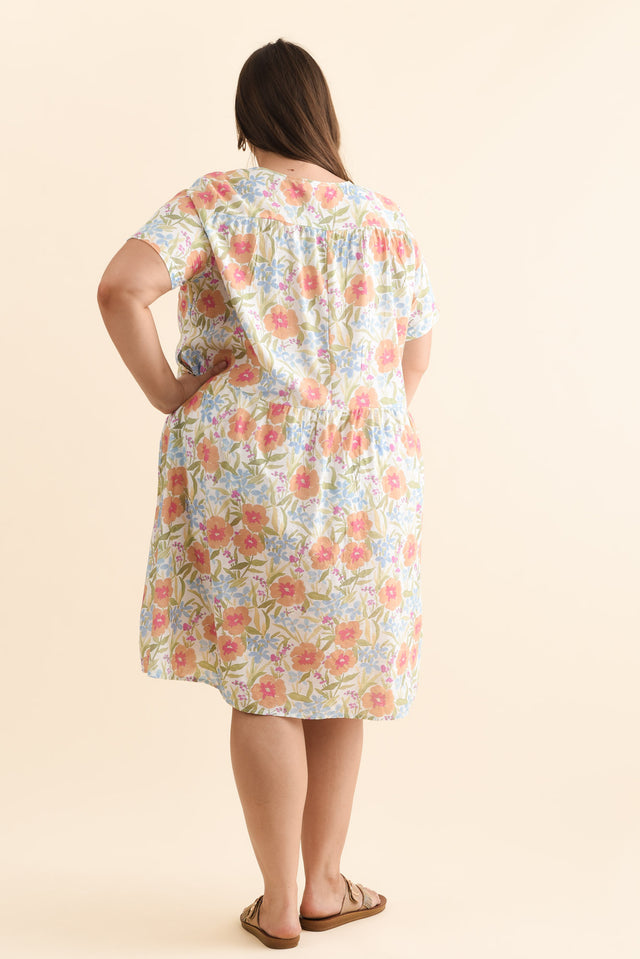 Murano Orange Flower Cotton Dress,Brunette model,alt text|model:Gabby image 12