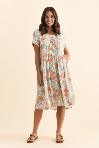 Murano Orange Flower Cotton Dress