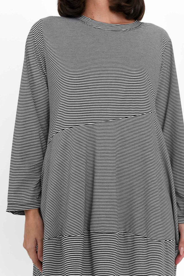 Muriel Black Stripe Cotton Blend Dress