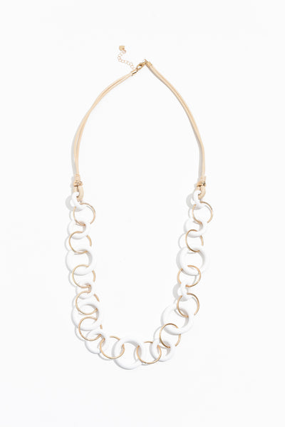 Myers White Wooden Link Necklace