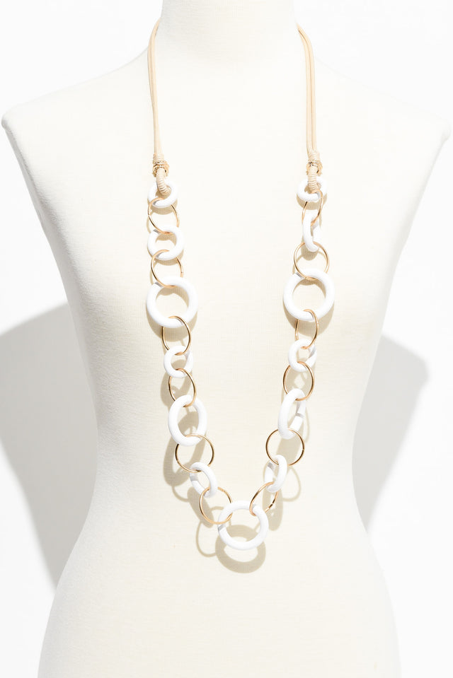 Myers White Wooden Link Necklace