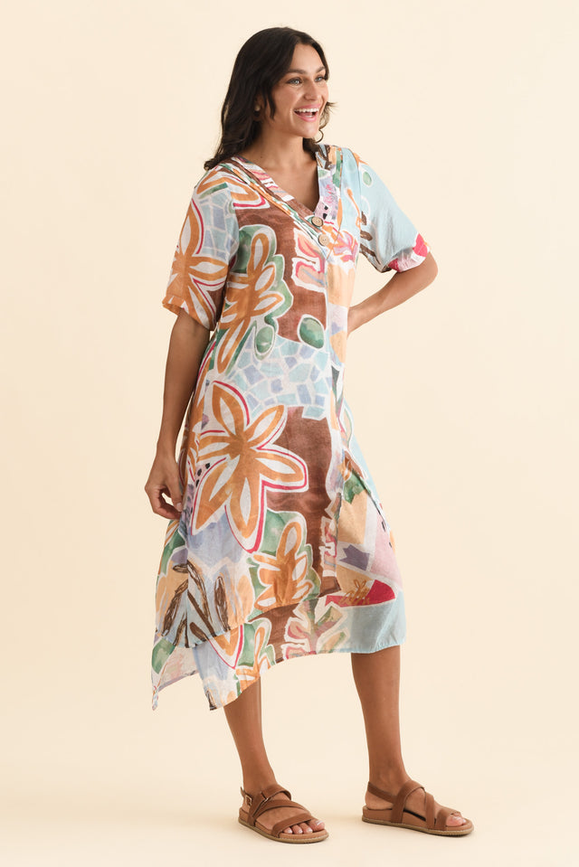 Nala Blue Flower Layers Dress,Brunette model,alt text|model:Brontie image 4
