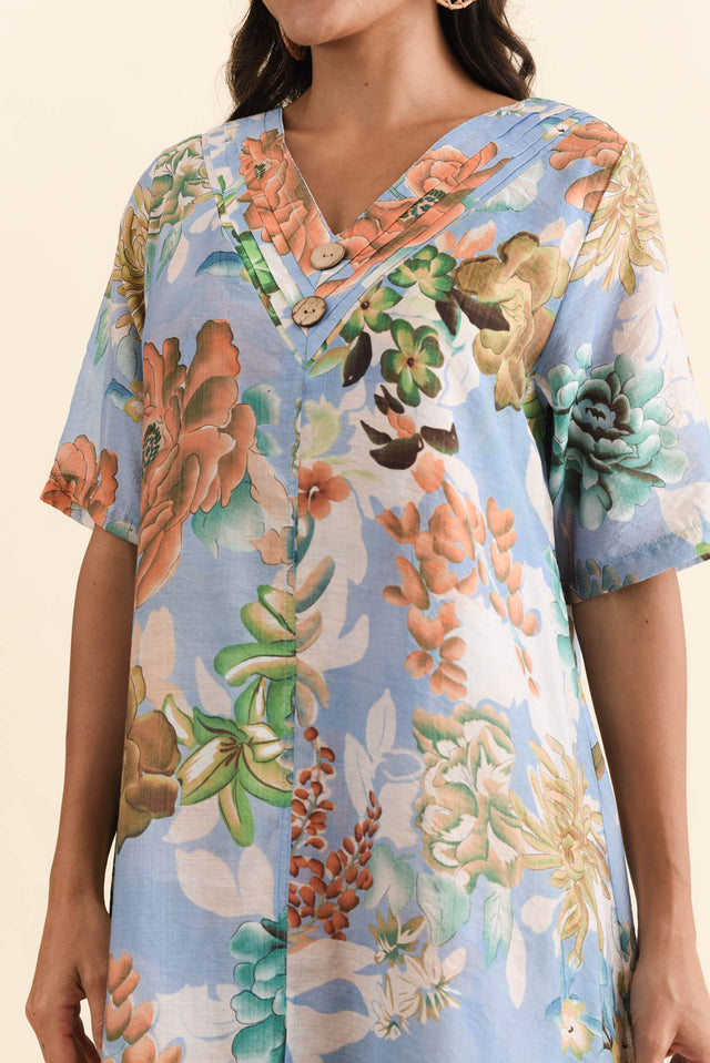 Nala Blue Garden Layers Dress,Brunette model,alt text|model:Brontie image 6