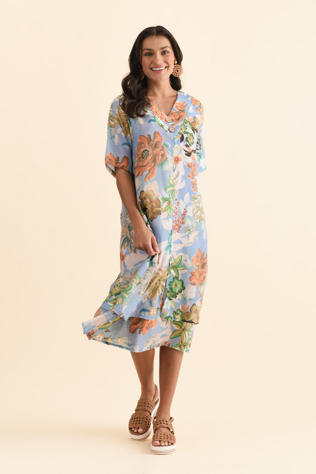 Nala Blue Garden Layers Dress,Brunette model,alt text|model:Brontie image 7