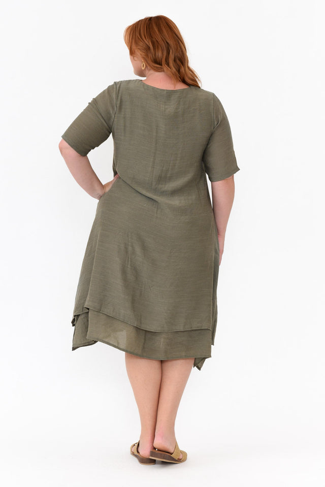 Nala Khaki Layers Dress,Blonde model,alt text|model:Caitlin image 13