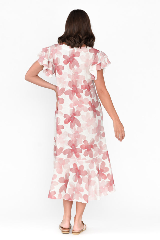 Nalani Pink Flower Linen Cotton Dress image 4