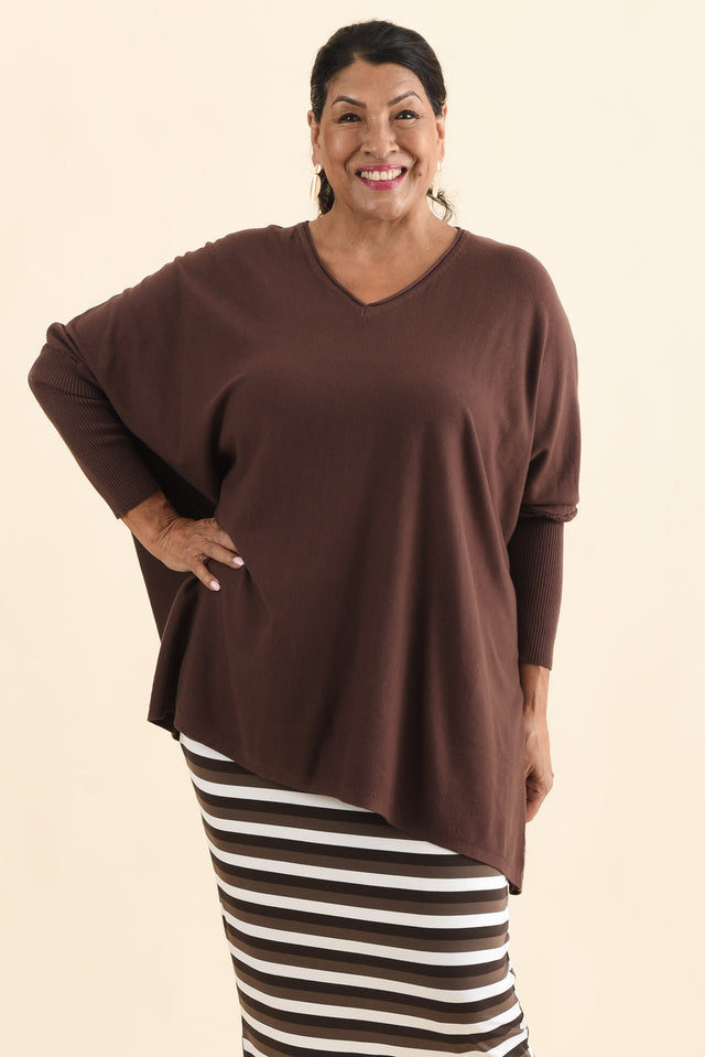 Nastia Brown Wool Blend Jumper,Brunette model,alt text|model:Pilita image 9