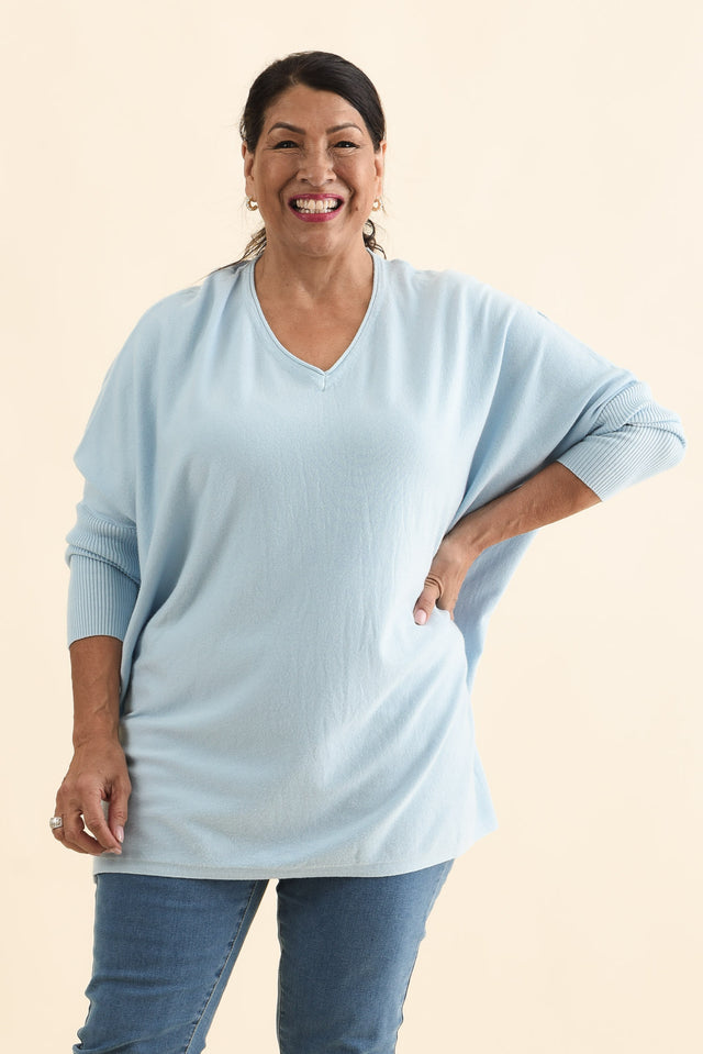 Nastia Light Blue Wool Blend Jumper,Brunette model,alt text|model:Pilita image 9