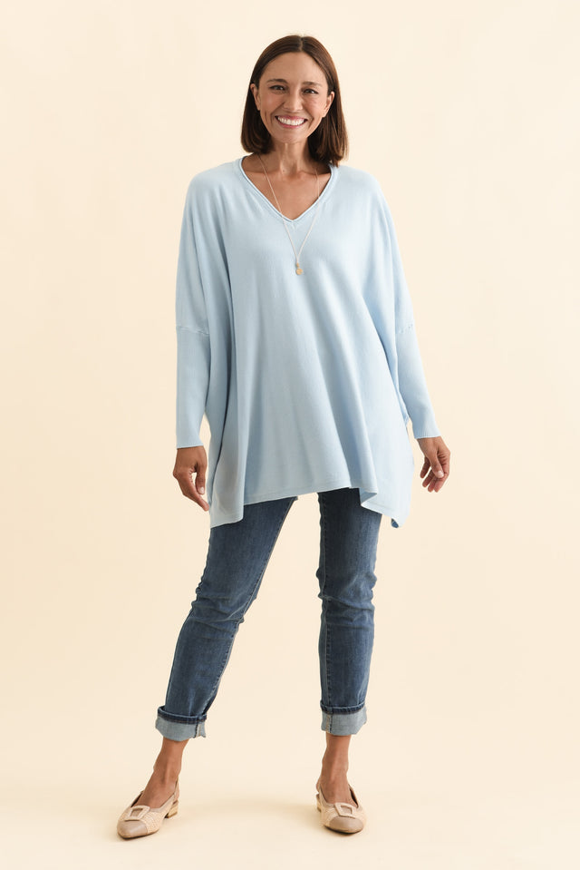 Nastia Light Blue Wool Blend Jumper,Brunette model,alt text|model:Cara image 4