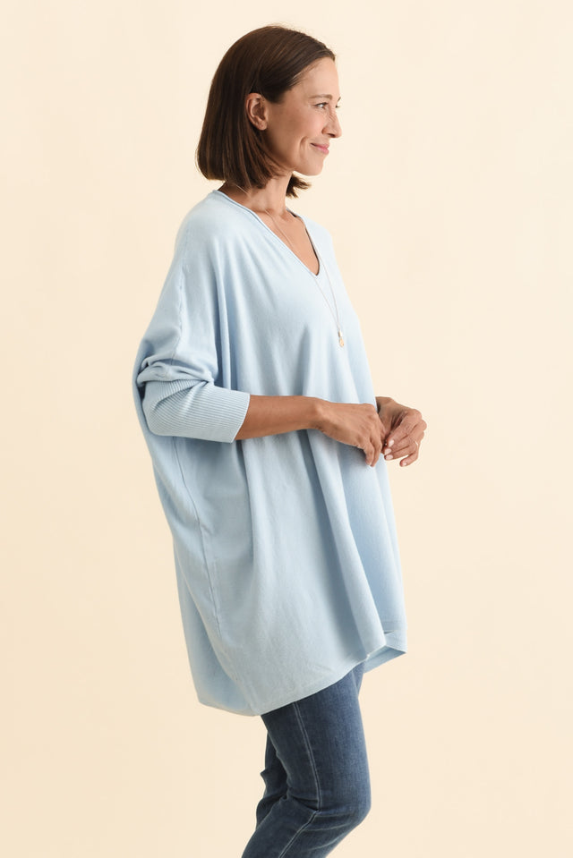 Nastia Light Blue Wool Blend Jumper,Brunette model,alt text|model:Cara image 5